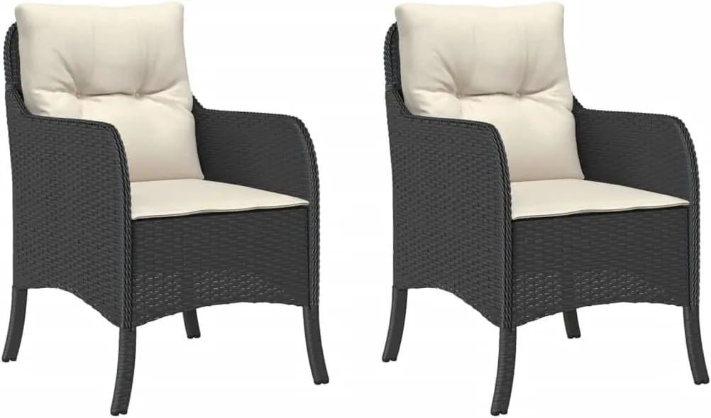 Outdoor Dining Chairs Dining Chairs Camping Chairs Lawn Chairs - Patio Chairs with Cushions 2 pcs Black Poly Rattan for Park Garden Campsites Beaches