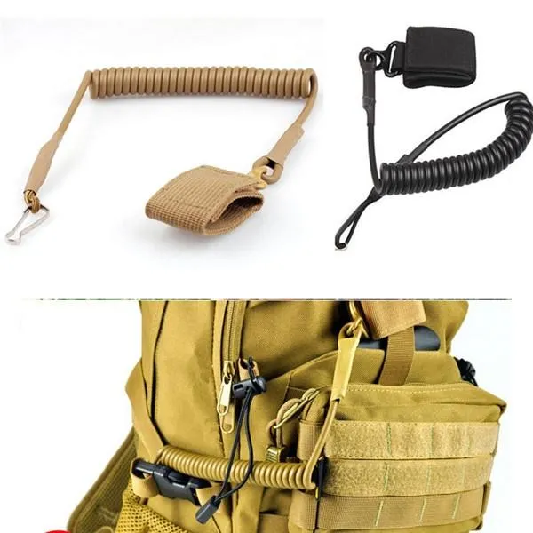 Outdoor Equipment High Quality Elastic Anti-lost Tactical Stretching Rope Anti-Theft Key Hanging Retractable Buckle Black