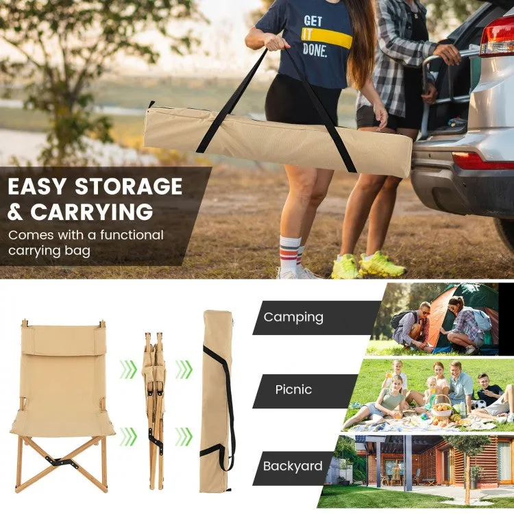 Outdoor Folding Camping Chair - Bamboo Folding Chair with Adjustable Backrest - Suitable for Picnics and Fishing