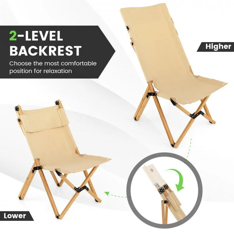 Outdoor Folding Camping Chair - Bamboo Folding Chair with Adjustable Backrest - Suitable for Picnics and Fishing