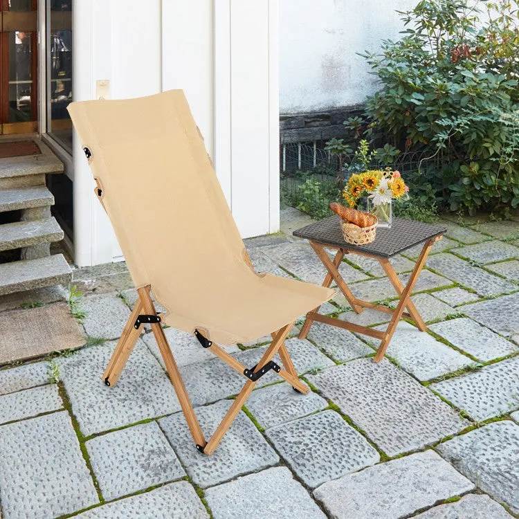 Outdoor Folding Camping Chair - Bamboo Folding Chair with Adjustable Backrest - Suitable for Picnics and Fishing