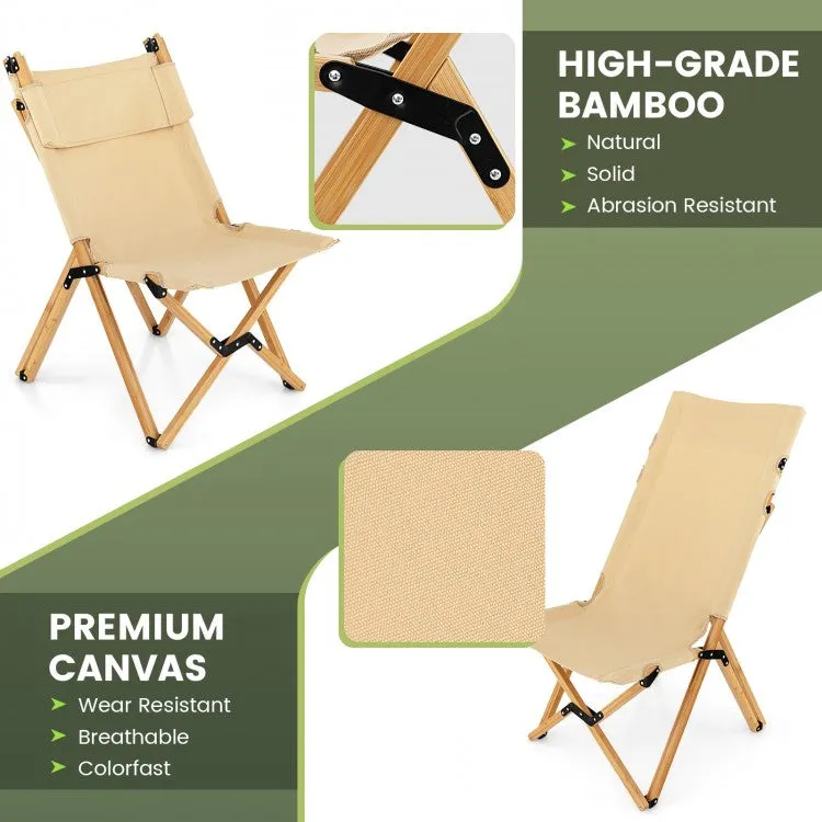 Outdoor Folding Camping Chair - Bamboo Folding Chair with Adjustable Backrest - Suitable for Picnics and Fishing