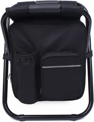 Outdoor Folding Chair Backpack Cooler Chair Stool Portable Lightweight for Camping Hiking Picnic Fishing Black, Outdoor Folding Chair