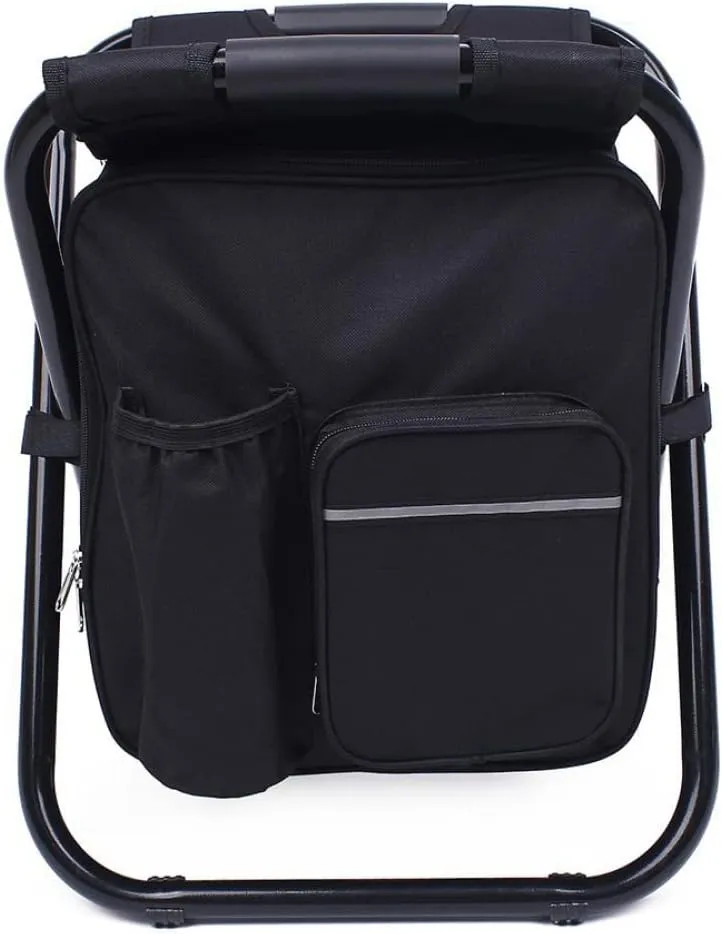 Outdoor Folding Chair Backpack Cooler Chair Stool Portable Lightweight for Camping Hiking Picnic Fishing Black, Outdoor Folding Chair