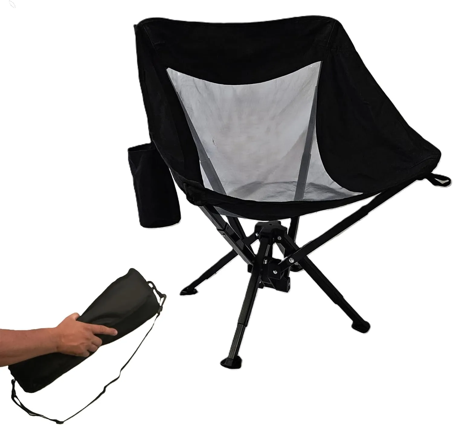 Outdoor Folding Chair | Lightweight, Compact, & Portable Design with Carry Bag | Quick Setup, Heavy Duty, & Comfortable Chair for Camping, Fishing, Lawn, & Beach (Black-Wide)