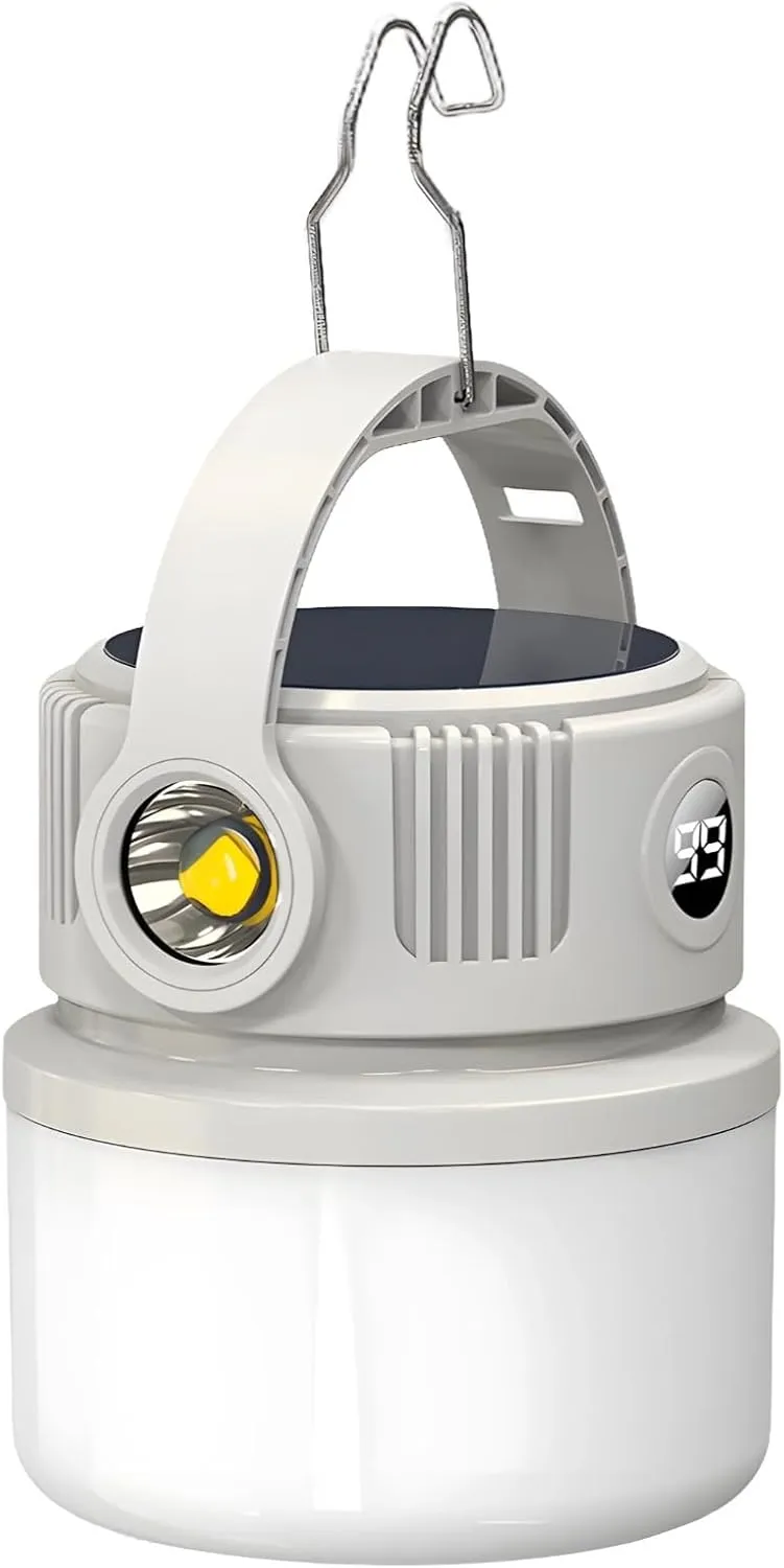 Outdoor Solar Lantern with Long-Lasting Battery, High-Powered Led Light, Type-C & Solar Charging, Abs Housing, Portable Camping Essential