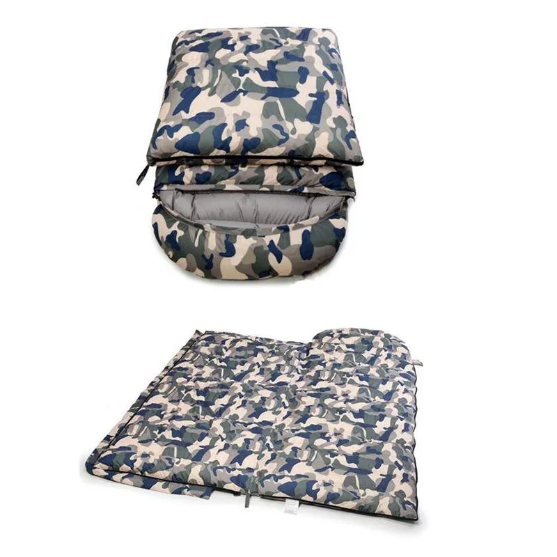 Outdoor ultra-light feather sleeping bag winter indoor thickening warmth can fight double camp lodging camouflage sleeping