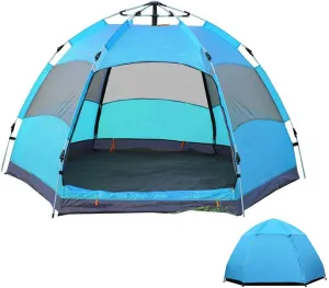 Outdoor UV Lightweight Waterproof Tent for 5-8 Man, Portable Pop-Up Beach Tent Anti UV Quick Set up for Hiking Camping Outdoor Instant 4 Season Sun Shelter, Blue