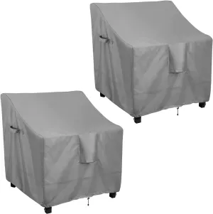 OutdoorLines Outdoor Waterproof Furniture Chair Cover - UV-Resistant Patio Lawn Chair Covers for Outdoor Furniture Windproof Heavy Duty Chair Covering, 2 Packs, 35Wx38Dx31H Inches, Grey