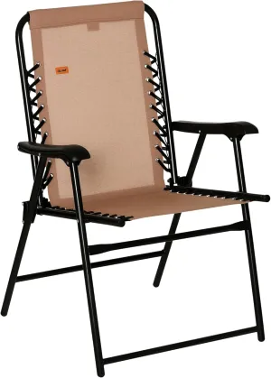 Outsunny Patio Folding Chair, Outdoor Bungee Sling Chair w/Armrests, Portable Lawn Chair for Camping, Garden, Pool, Beach, Backyard, Beige
