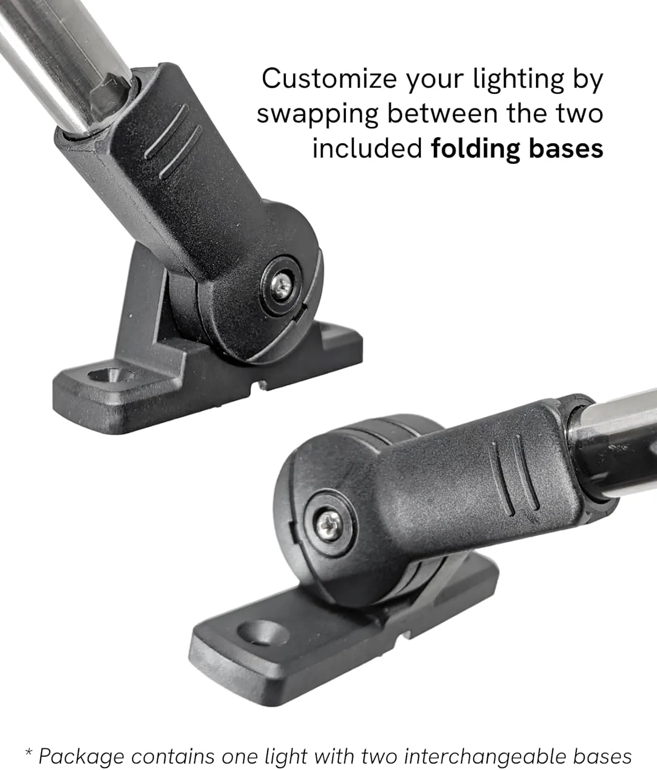 Pactrade Marine Adjustable Folding All Round Anchor Stern Light LED Navigation Stainless Steel Pole Pontoon Boat (Dual Folding Bases (H=16”))