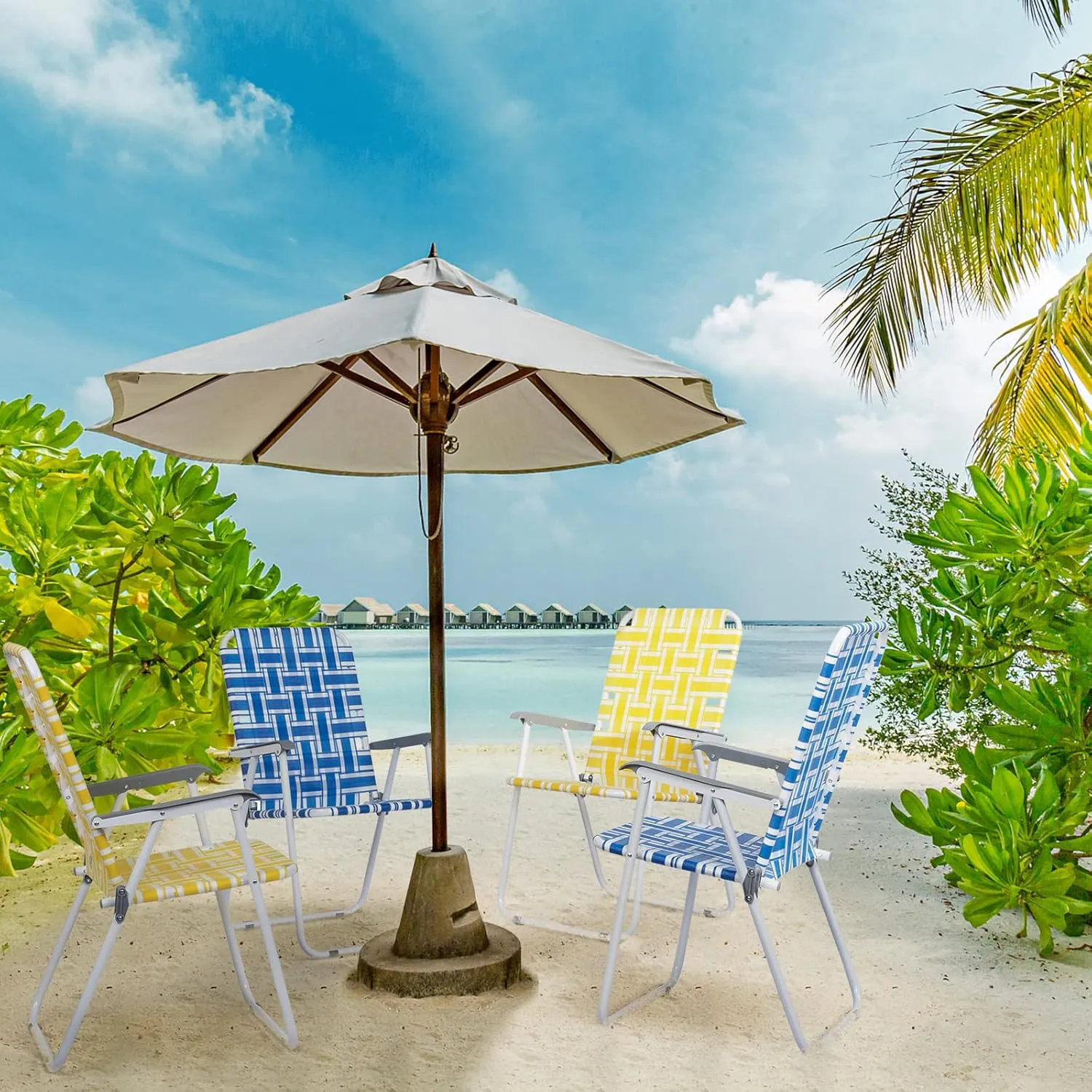 Patio Lawn Webbed Folding Chairs Set of 2, Folding Beach Chair Portable Camping Chair Patio Lawn Chairs Webbed Beach Chair Folding Chair for Lawn Yard Garden Dining Beach Camping Travel