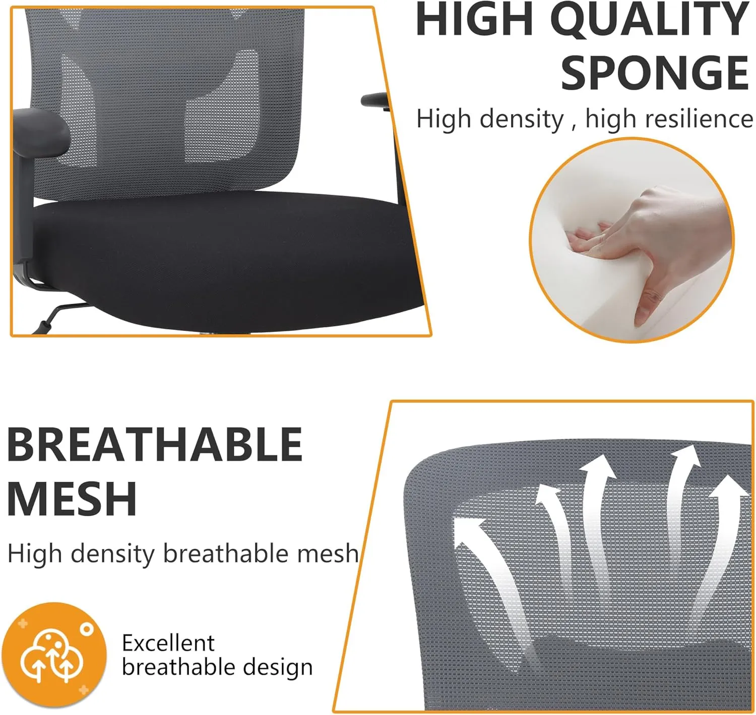 PayLessHere Ergonomic Desk Chair Office Chair Computer Chair 500lbs with Lumbar Support Wide Seat Adjust Arms Rolling Swivel High Back Task Executive Big and Tall Office Chair for Home Office，Grey