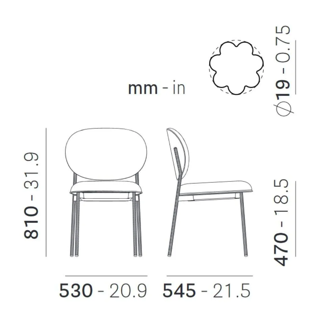 Pedrali Blume 2950 padded chair in fabric