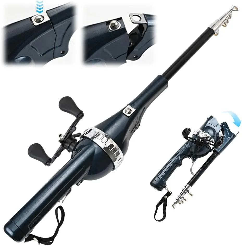 Pekven Fishing Rod, 2025 New Easyfish Collapsible Folding Pole, Pocket Telescopic Fishing Rod with Fishing Line, Rod and Wheel Integrated