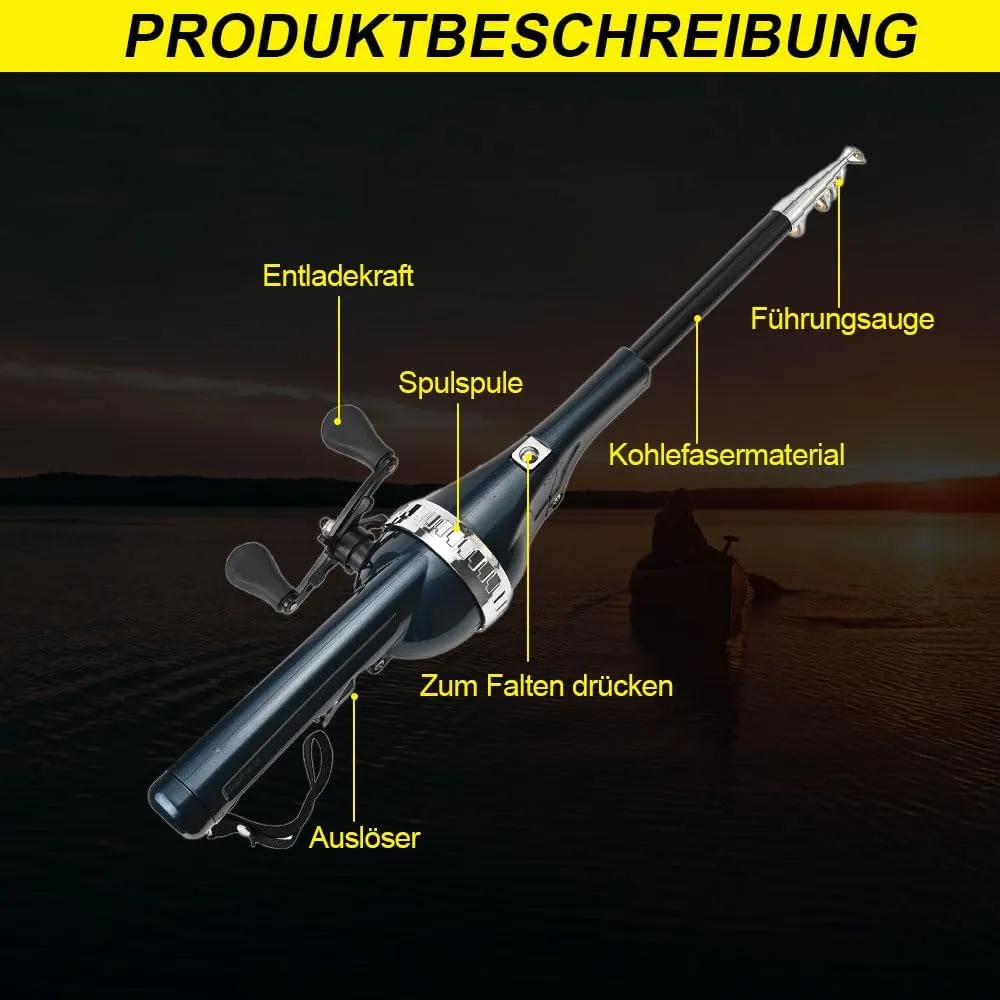 Pekven Fishing Rod, 2025 New Easyfish Collapsible Folding Pole, Pocket Telescopic Fishing Rod with Fishing Line, Rod and Wheel Integrated