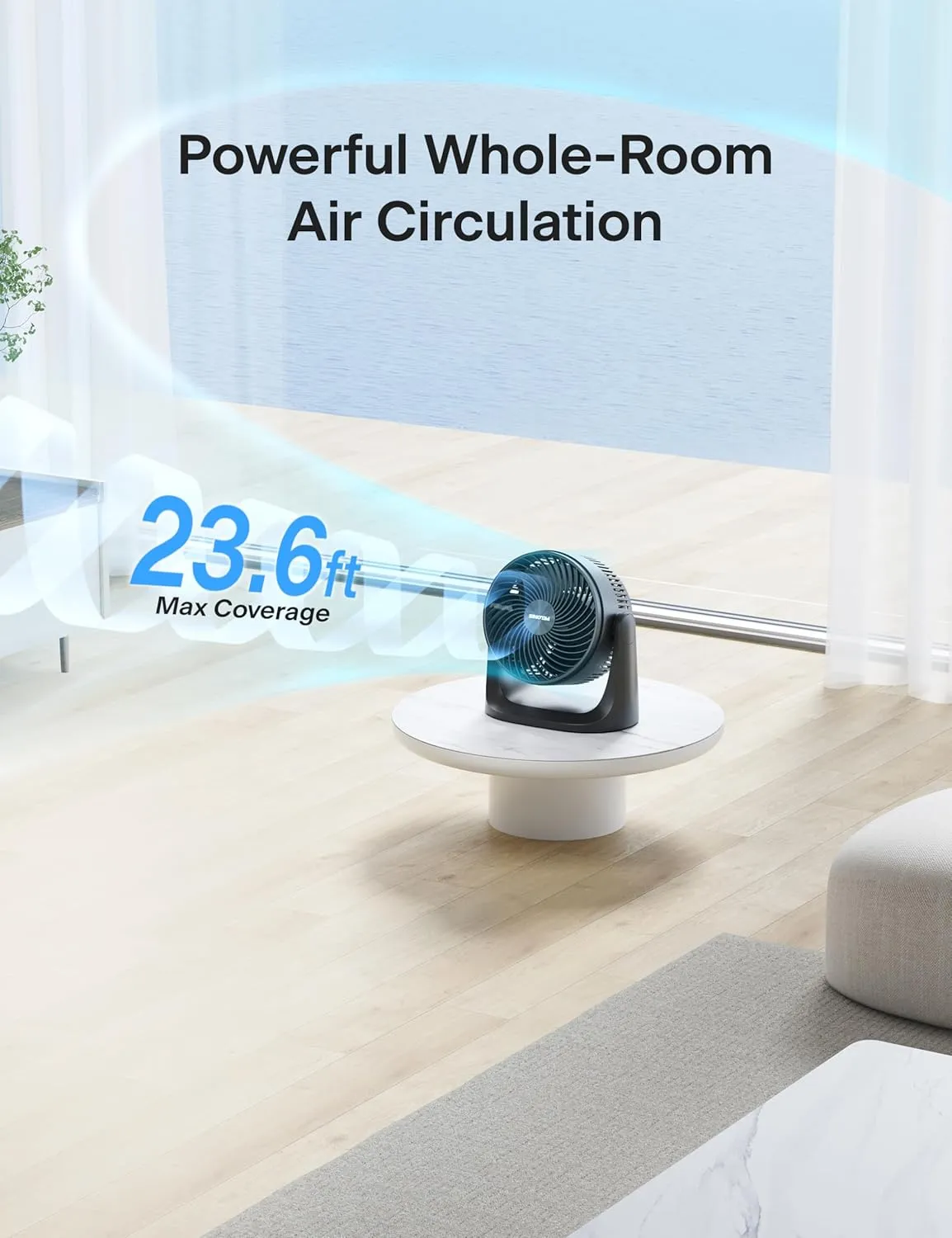 PELONIS 3 Speed Small Room Air Circulator Fan with 7-inch Blade, Table Fan with 100° Adjustable Head Tilt - Desktop Fan for Bedroom,Dorm and Office - Ventilador for Air Conditioner and Heater, Black