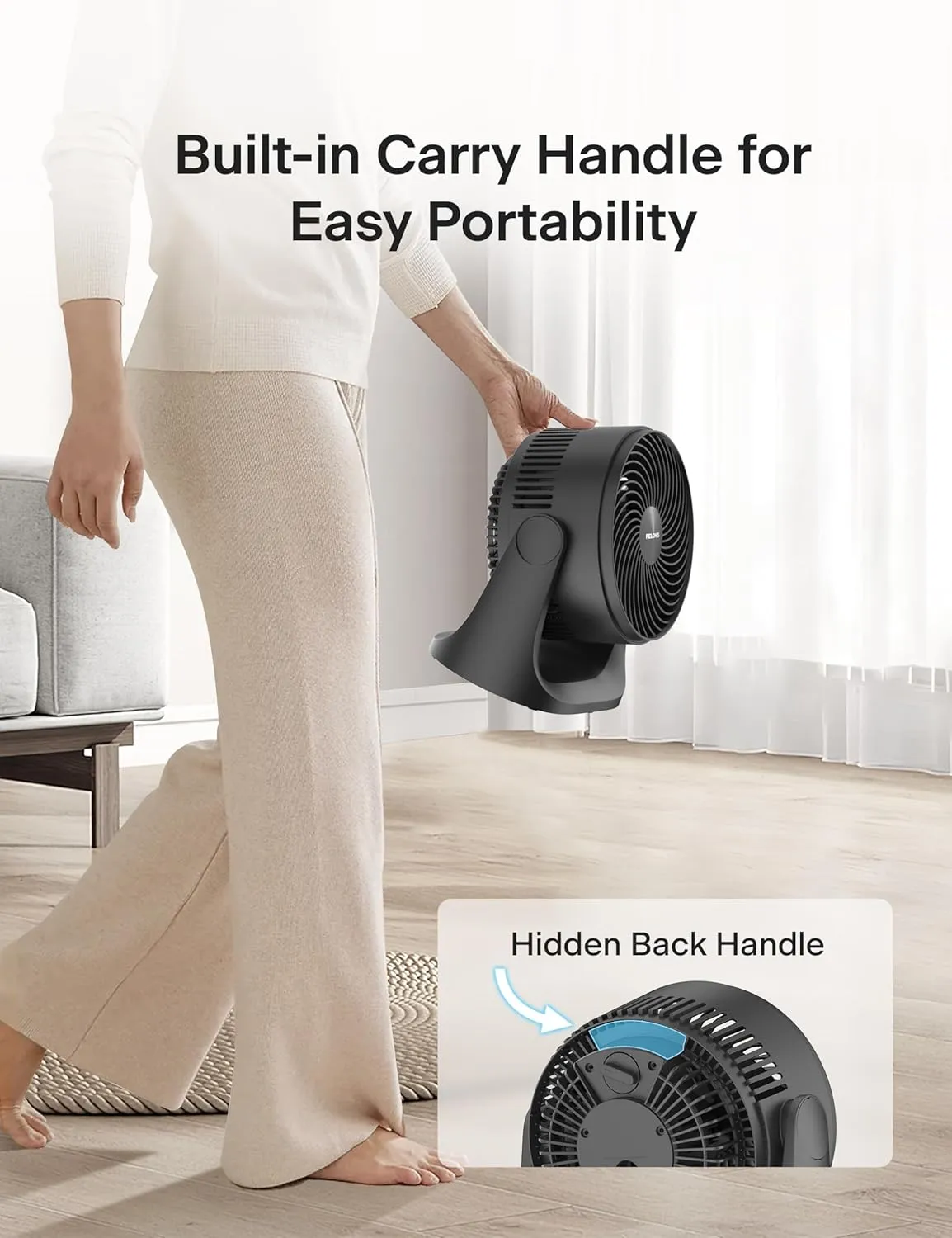 PELONIS 3 Speed Small Room Air Circulator Fan with 7-inch Blade, Table Fan with 100° Adjustable Head Tilt - Desktop Fan for Bedroom,Dorm and Office - Ventilador for Air Conditioner and Heater, Black