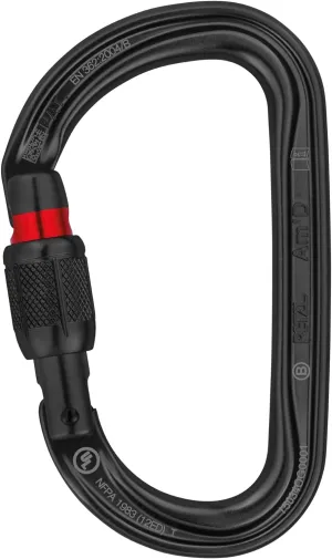 PETZL, AM'D Carabiner, Black, Screw-Lock