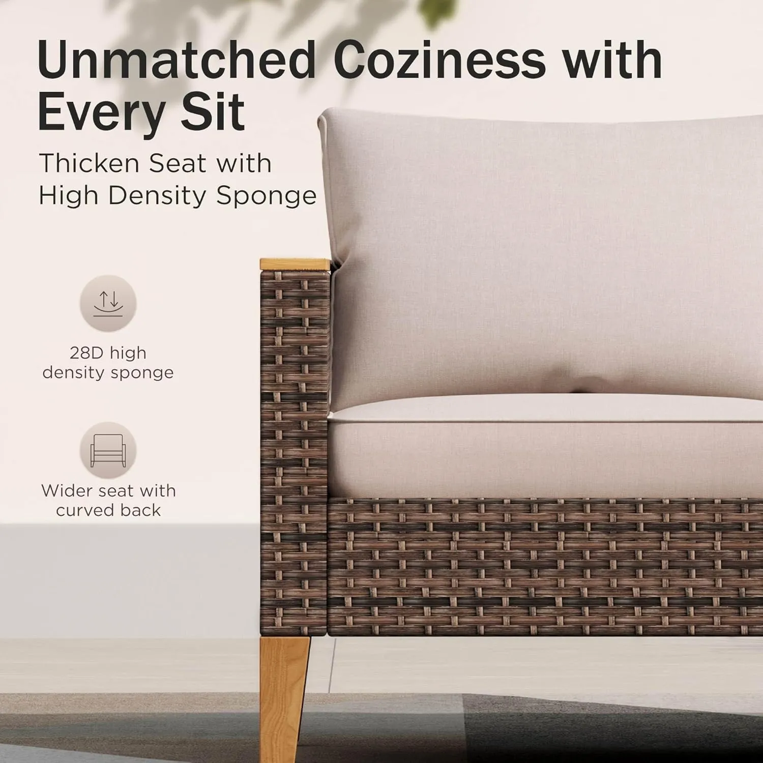 PHI VILLA 12 Pieces Patio Conversation Set Half Moon Wicker Outdoor Furniture Sofa Set Curved Circle Rattan Sofa for Garden
