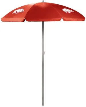 PICNIC TIME NCAA Arkansas Razorbacks Outdoor Canopy Sunshade Beach Umbrella 5.5' - Small Patio Umbrella - Beach Chair Umbrella