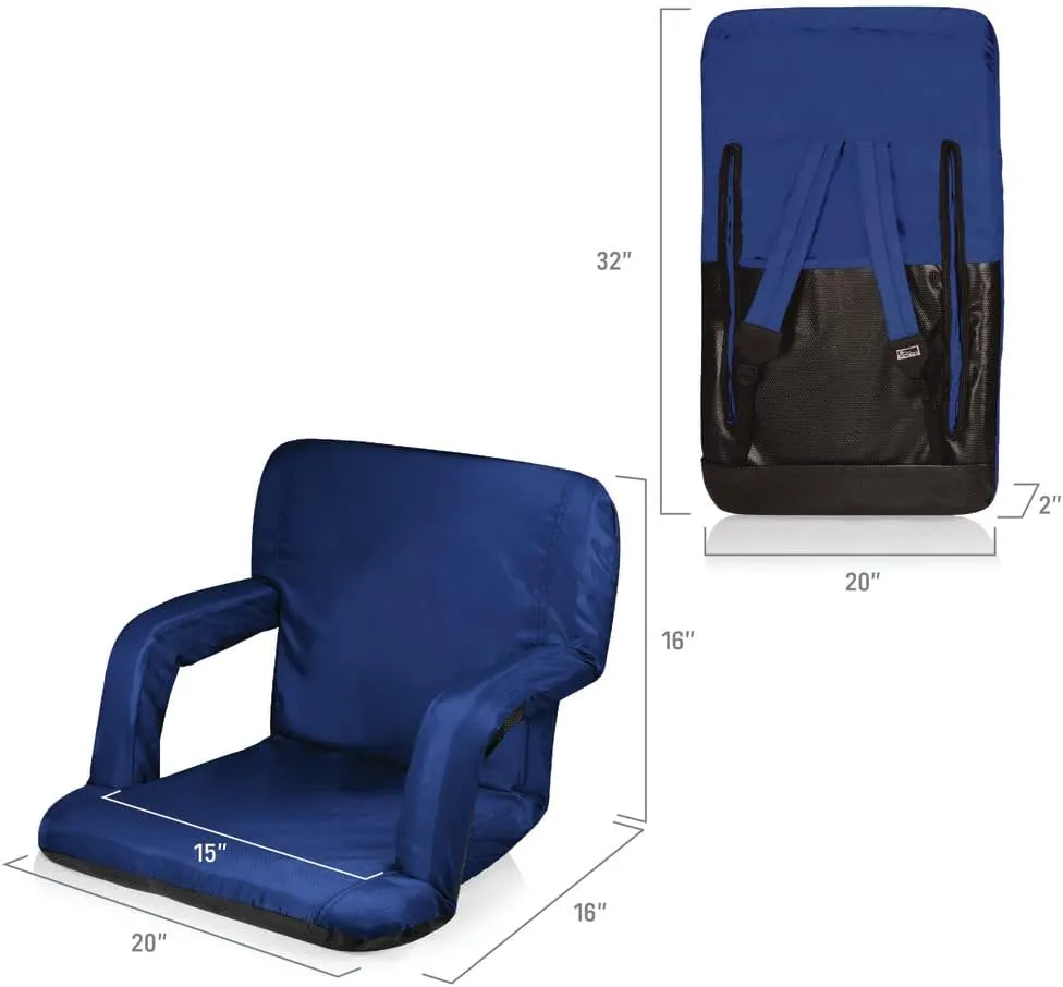 PICNIC TIME NCAA Cal Bears Ventura Reclining Stadium Seat with Back Support - Bleacher Seat - Beach Floor Chair