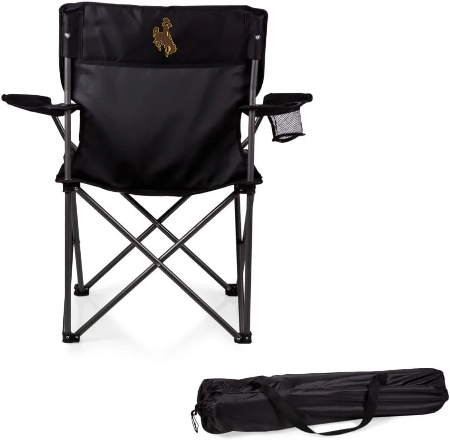 PICNIC TIME NCAA PTZ Camp Chair, Picnic Chair, Beach Chair with Carrying Bag, (Black)