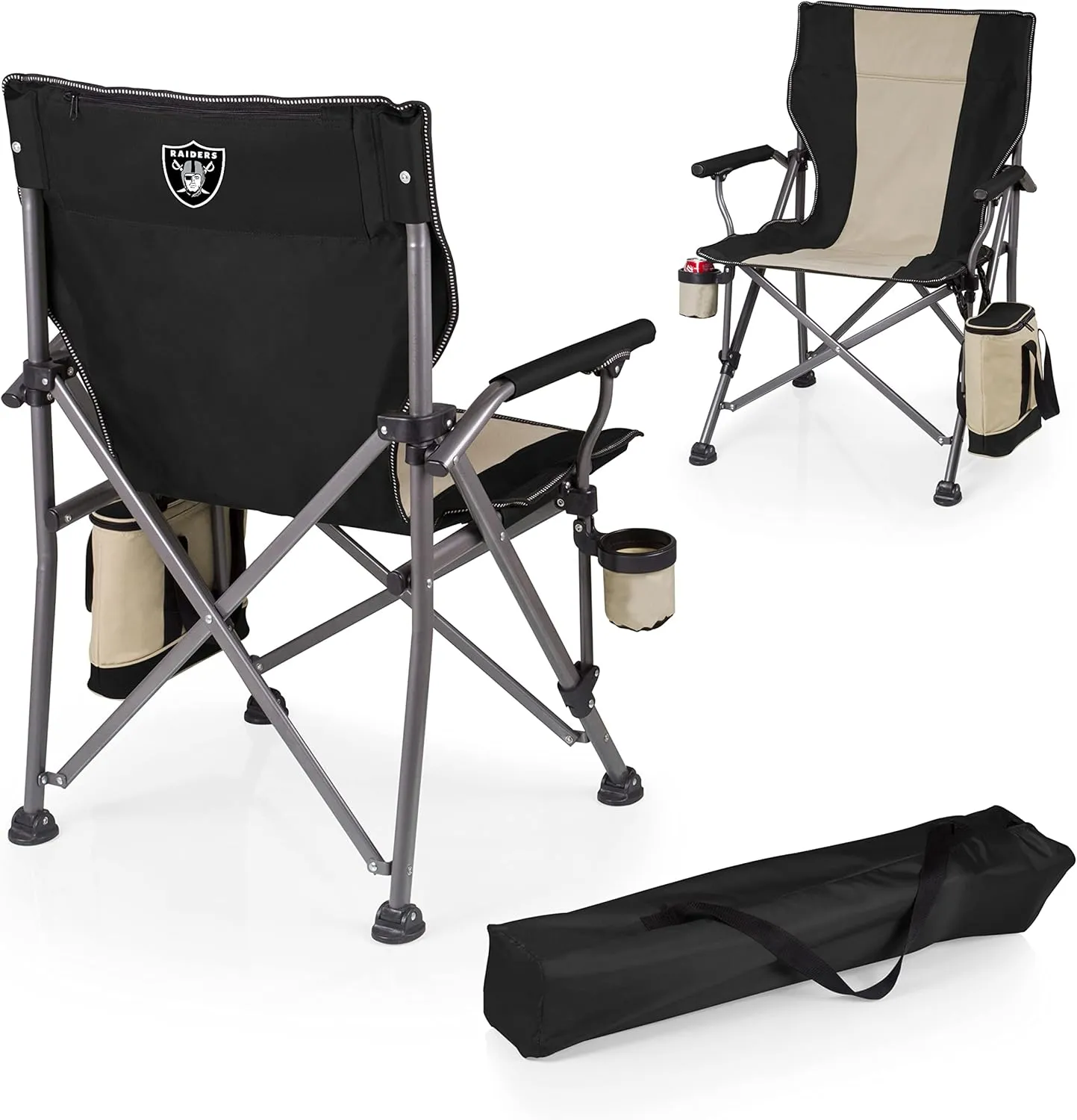 PICNIC TIME NFL Unisex-Adult NFL Outlander Folding Camping Chair with Cooler, Heavy Duty Beach Chair