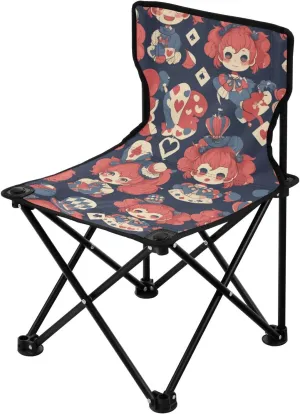 Picnic Ultralight Camping Chair Cartoon Cute Blue and Red Doll Backpack Chairs for Adults Carry Bag Included