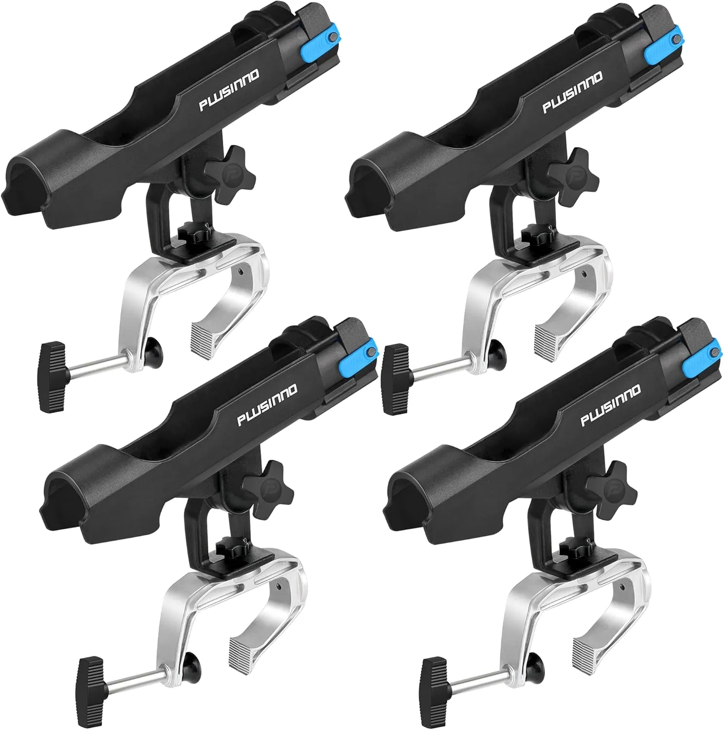 PLUSINNO Fishing Boat Rods Holder Large Clamp Opening 360 Degree Adjustable Fishing Rod Racks Folding Holder