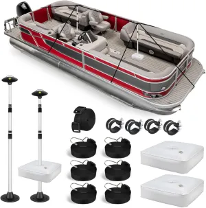 Pontoon Boat Cover Support System, Adjustable Telescopic Boat Cover Support Poles 2 pack for Pontoon, Jon Boat, V Hull Boat with Webbing Straps and Weight Bag