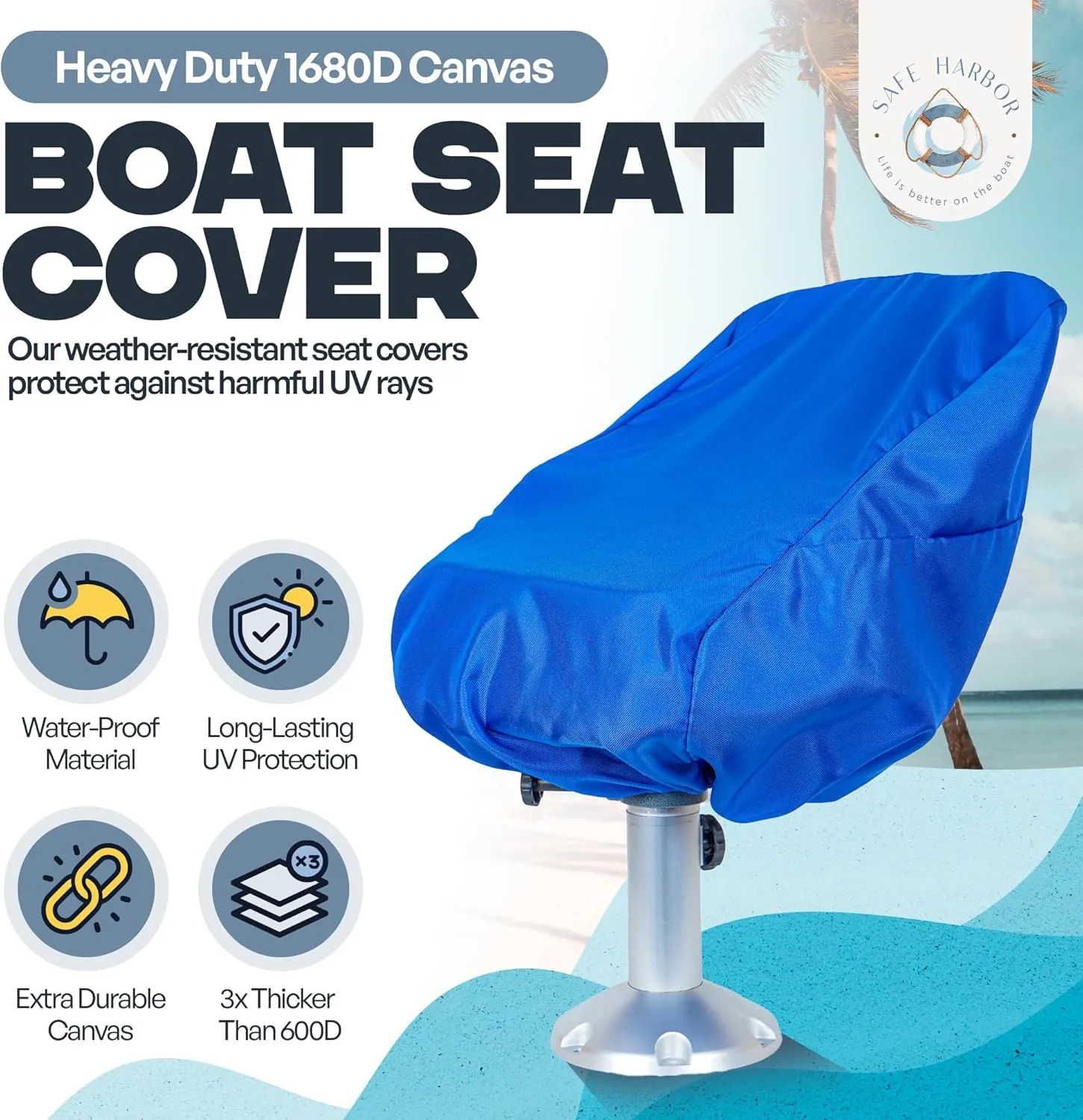 Pontoon Boat Seat Covers - Our 24x22x25 Boat Seat Cover Protects Your Seat from The Elements - Heavy Duty & UV Resistant - Extra Thick 1680D Fabric (Blue)