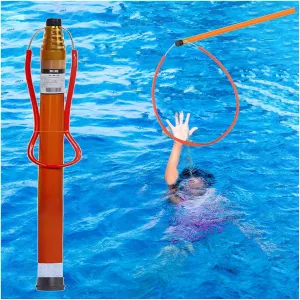 Pool Safety Hook for Swimming & Boat, Emergency Life Preserver Ring, Telescopic Pool Rescue Hook with Pole, Emergency Life-Saving Rescue Equipment Lightweight Adjustable, Drowning Swimmers