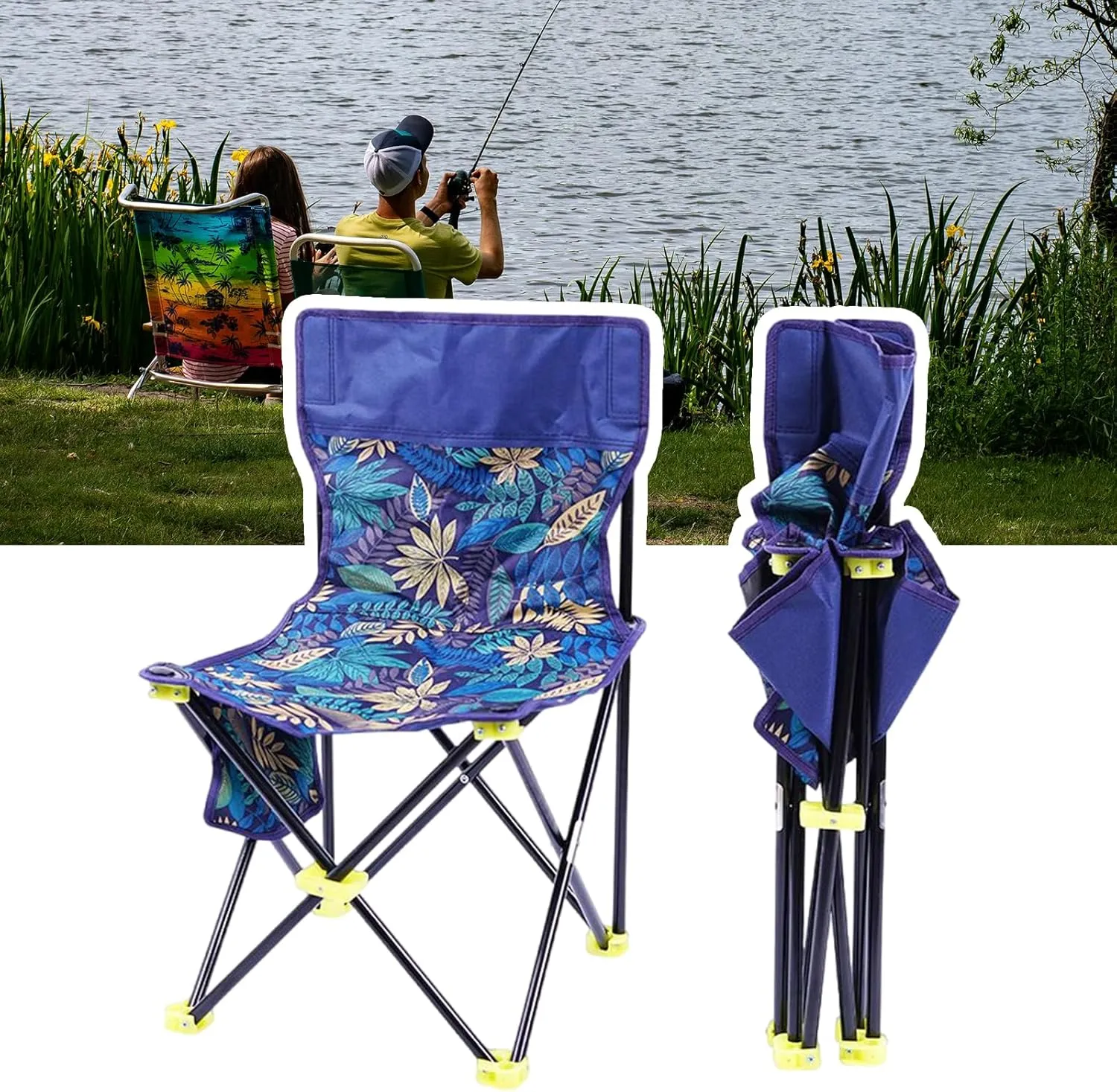 Portable Beach Chair Folding Camping Stool Portable Seats Fishing Chair for Camping Fishing Hikings Gardening Enduring