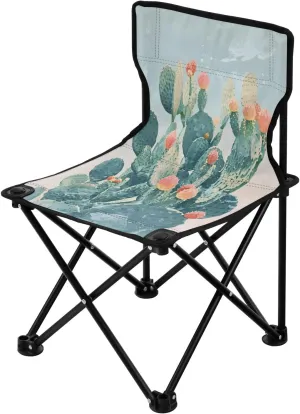 Portable Camping Folding Chairs Foldable Chair Small Cactus Pastel Lightweight Backpacking Outdoor Outside Fishing