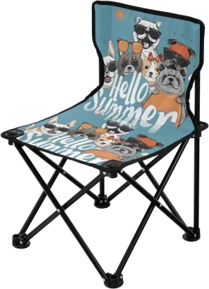 Portable Camping Folding Chairs Foldable Chair Small Fun Dogs Cute Cats Lightweight Backpacking Outdoor Outside Fishing