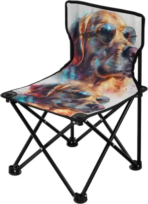 Portable Camping Folding Chairs Foldable Chair Small Golden Retriever Cool Lightweight Backpacking Outdoor Outside Fishing