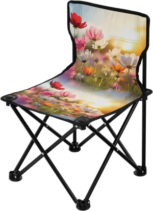Portable Camping Folding Chairs Foldable Chair Small Wildflowers Sunshine Lightweight Backpacking Outdoor Outside Fishing