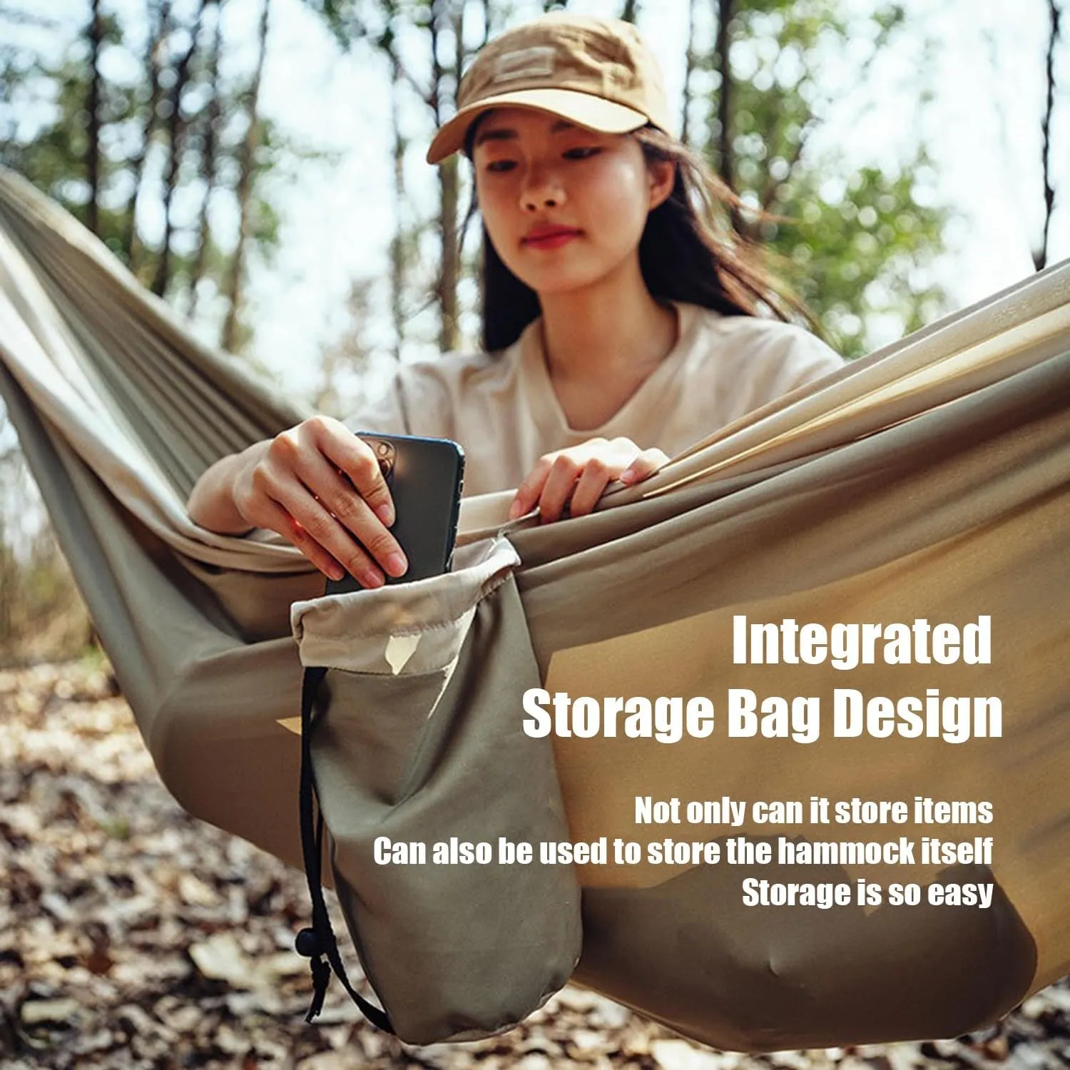 Portable Camping Hammock Lightweight Nylon Hammock with Straps Outdoor Hammock Tent Travel Bag & Camping Accessories for Hiking, Garden, and Beach for Beach Picnic Set