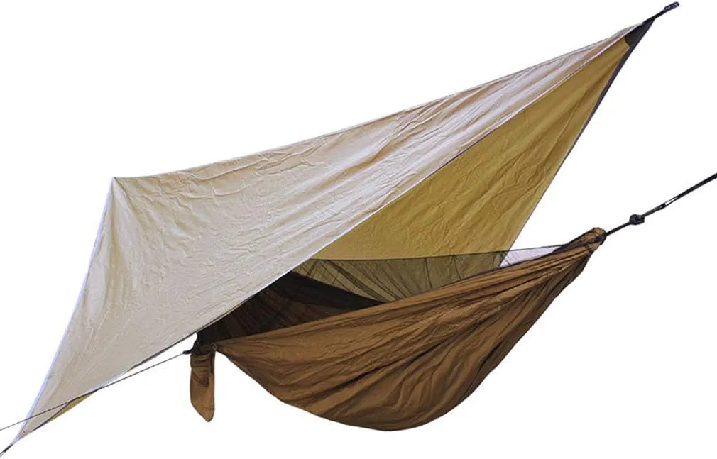 Portable Camping Hammock with Mosquito Net Rain Fly Tarp, Hammock Canopy Nylon Hammocks Single & Double Hammock Hiking Patio Furniture