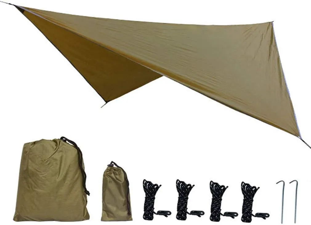 Portable Camping Hammock with Mosquito Net Rain Fly Tarp, Hammock Canopy Nylon Hammocks Single & Double Hammock Hiking Patio Furniture