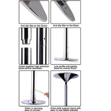 Portable Dance Pole Dancing Fitness Adjustable - Chrome