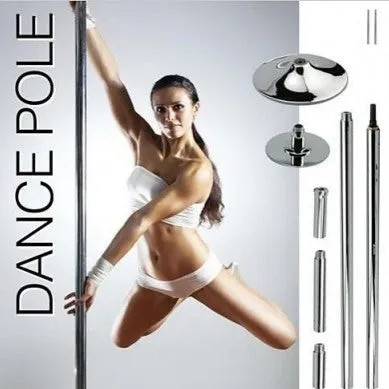 Portable Dance Pole Dancing Fitness Adjustable - Chrome