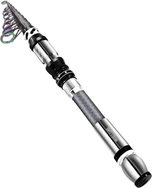 Portable Fishing Spinning Rod and Reel Combo Set Carbon Fiber Fluorescent Rod Tip, with Fishing Lures Line Carrier Bag Kits for Travel Surf 99