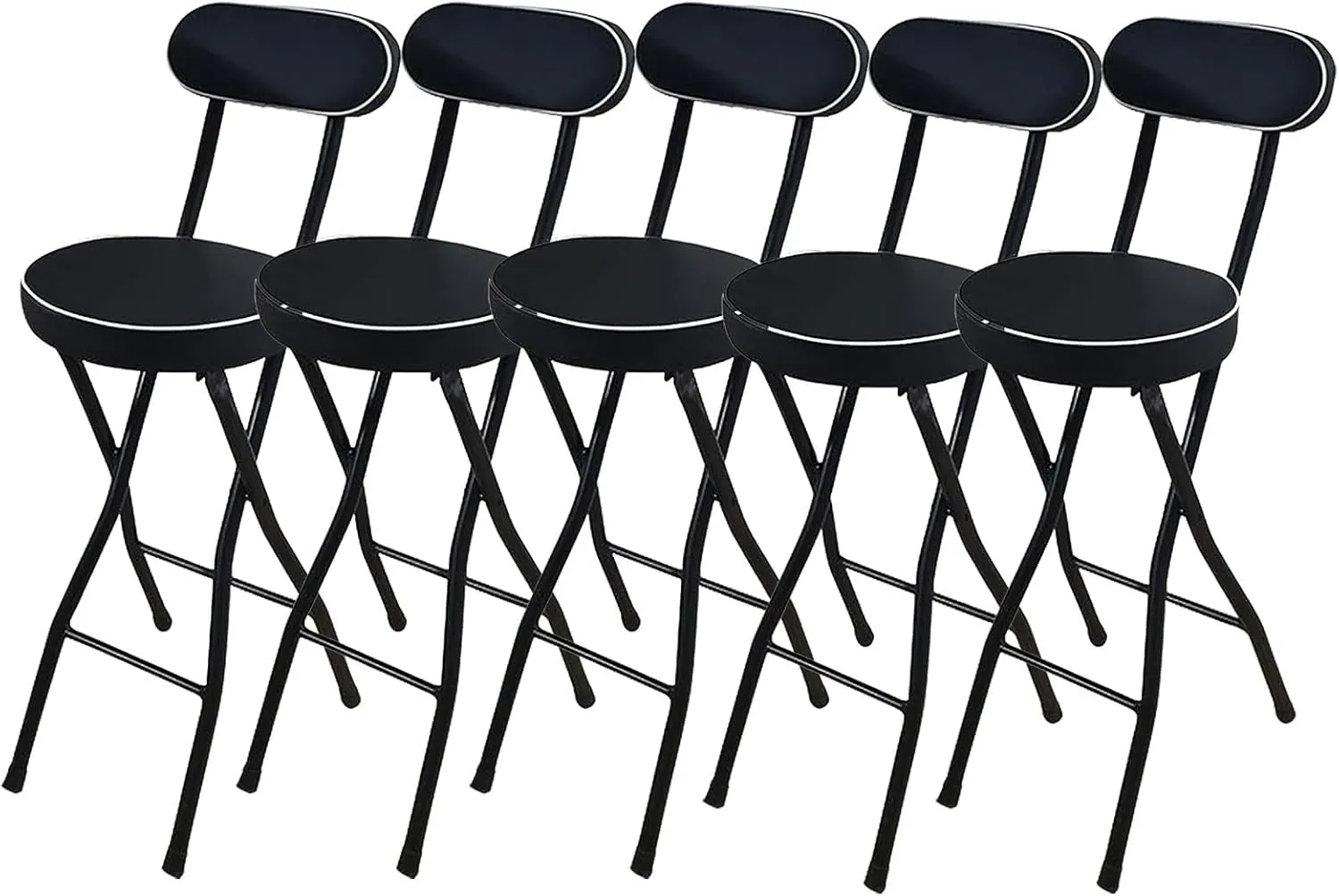 Portable Folding Bar Stool with Back Support & Footrest, Counter Height Chairs, Padded Seat, Lightweight & Compact Folding Stool for Home, Camping, Outdoor Use (10 65CM)