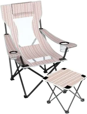 Portable Folding Camping Chair with Cup Holder, Lightweight Beach Chair, Outdoor Fishing Chair, Breathable Mesh Back, Easy to Carry with Storage Bag, Ideal for Hiking & Backpacking(Gold-B)
