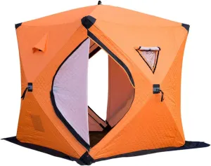 Portable Ice Fishing Shelter 3-4 Person Ice Fishing Tent Insulated Ice Fishing Shelter Thermal Ice Fishing Shanty with Insulated Layer for Winter Fishing (D Type 3~4 Person)