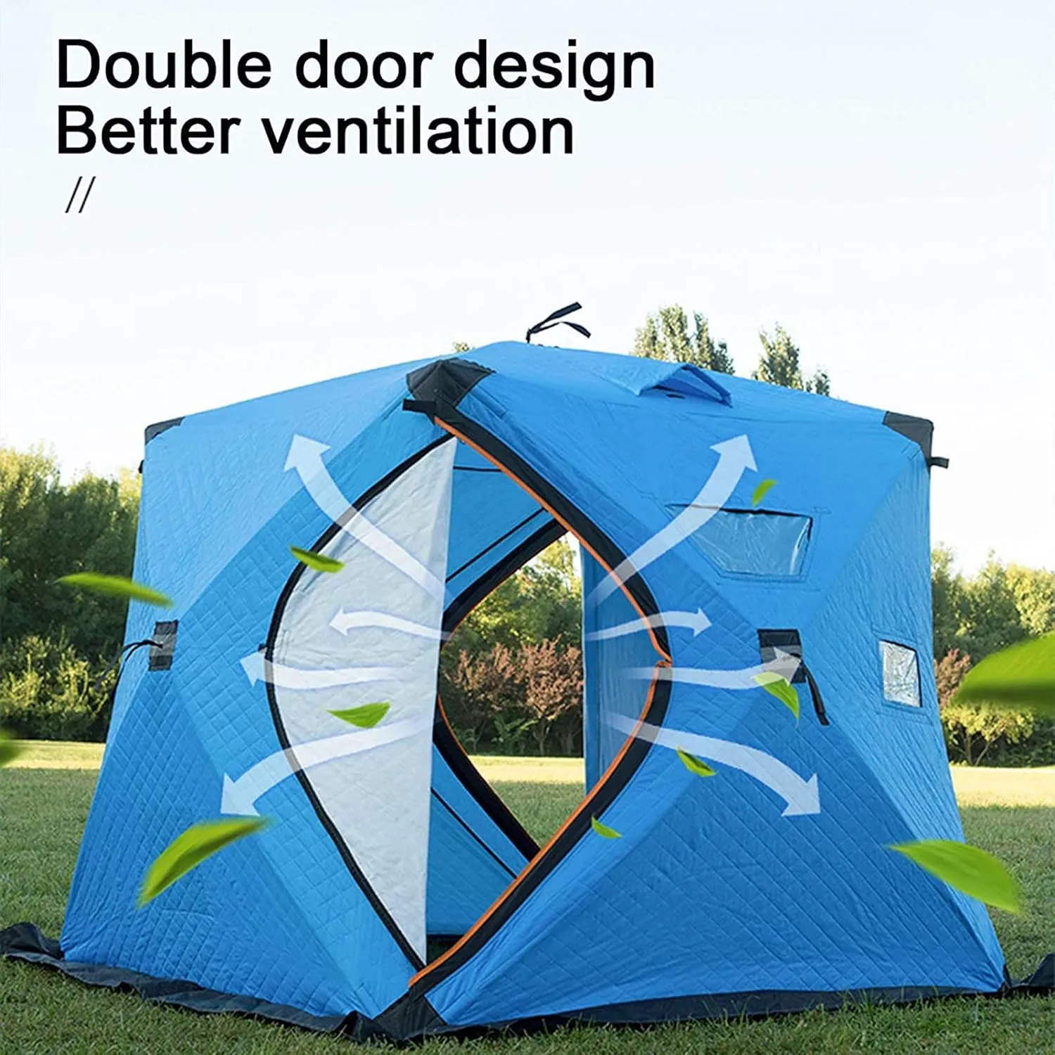 Portable Ice Fishing Shelter 3-4 Person Ice Fishing Tent Insulated Ice Fishing Shelter Thermal Ice Fishing Shanty with Insulated Layer for Winter Fishing
