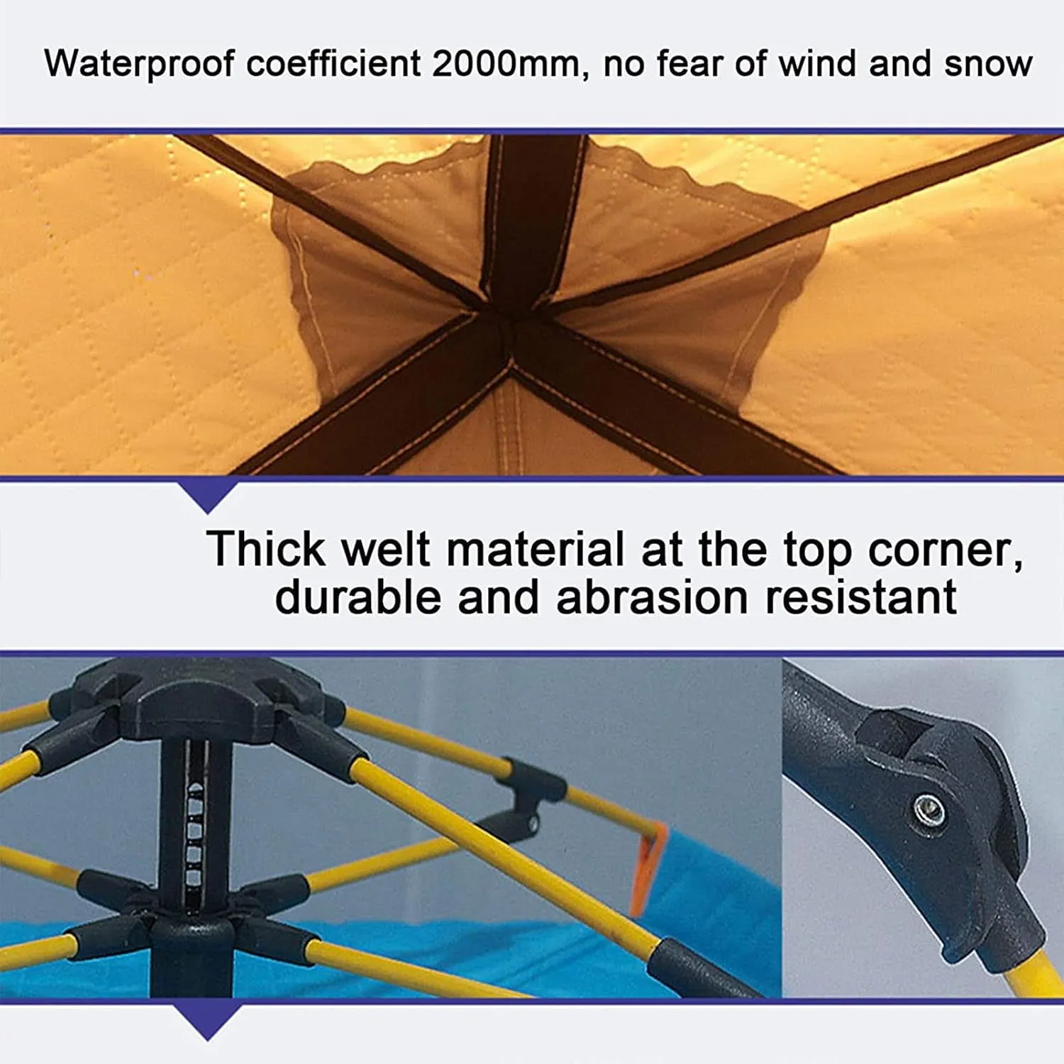 Portable Ice Fishing Shelter 3-4 Person Ice Fishing Tent Insulated Ice Fishing Shelter Thermal Ice Fishing Shanty with Insulated Layer for Winter Fishing