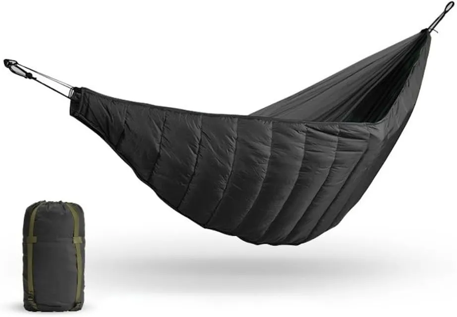 Portable Outdoor Hammock Sleeping Bag Multifunctional Windproof Hammock Blanket for Camping Hiking Picnic Backyard Patio (Black)